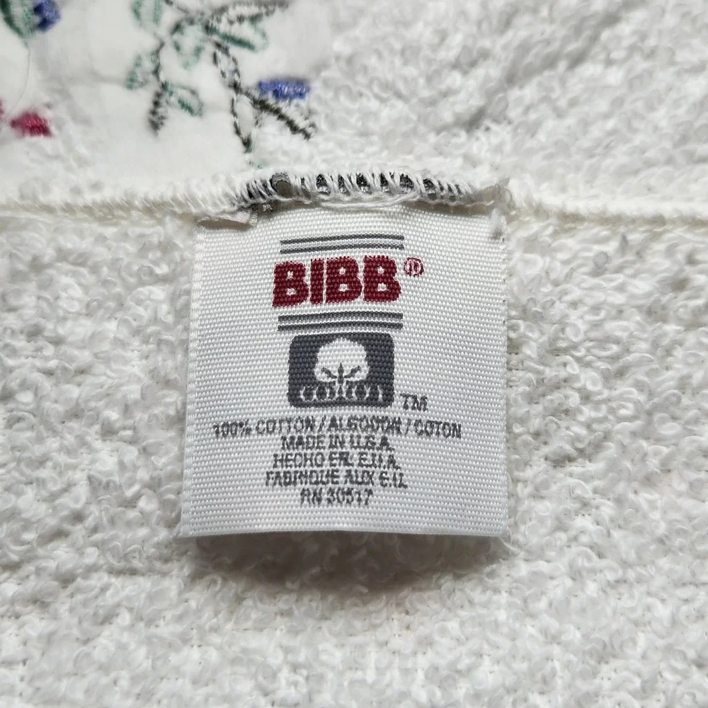 NEW Two Bibb Home Innovations Windsor Terry Crescent Floral Wash Cloths White